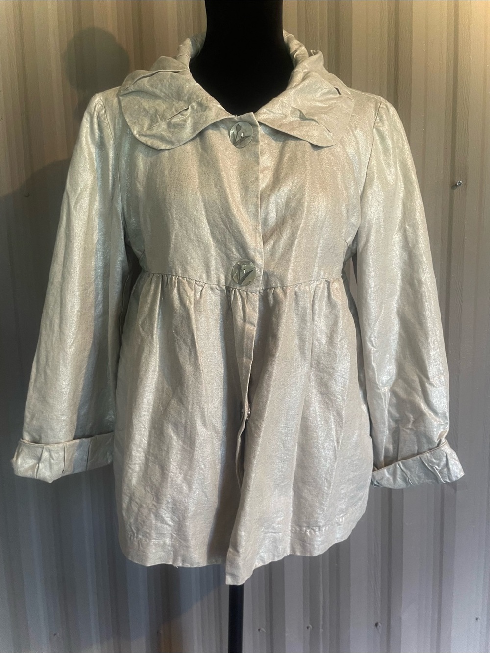 Vertigo Paris Women’s Metallic champagne Jacket Sz S Linen Cotton Blend Chic